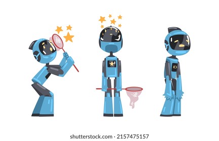 Modern friendly robots set. Cybernetic personal assistant. Artificial intelligence, scientific innovation technologies cartoon vector illustration