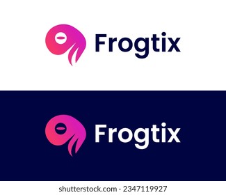 Modern frog head vector logo design template