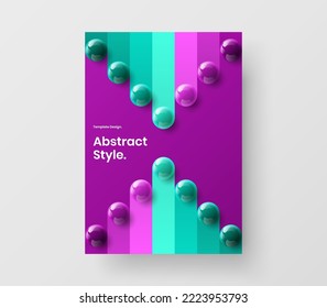 Modern front page A4 vector design concept. Colorful realistic spheres company cover layout.
