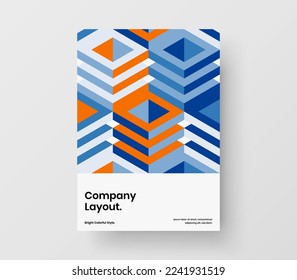 Modern front page design vector layout. Simple geometric tiles catalog cover illustration.