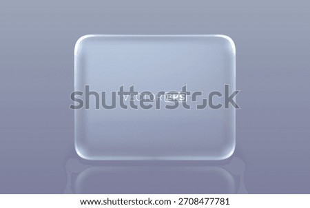 Modern frosted glass rectangular panel with rounded corners and subtle reflection. Ideal for UI design, app interfaces, or text overlay. Vector illustration