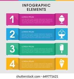 Modern frozen infographic template. infographic design with frozen icons includes ice cream. can be used for presentation, diagram, annual report, web design.