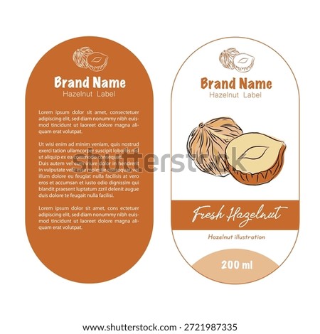 Modern Fruit Labels with Hand-Drawn Style, Packaging Design with Fruit Icons and Text, Minimal and Colorful label design, label sticker for packaging, editable print-ready vector template file illustration download, Fruit and Nuts Food Label Templates Set. Abstract Vector Packaging Design Layouts Collection, hazelnut label design, outline drawing
