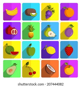 Modern fruit vector icon set