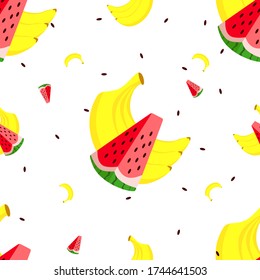 Modern fruits seamless pattern, great design for any purposes. Vector fashion background. 