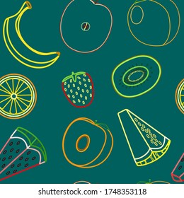 Frutos modernos y un diseño perfecto. Concepto de línea arte. Fondo de moda vectorial. 