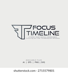 Modernes FT-Letter-Monogramm-Logo für rechtliche und medizinische Dienstleistungen, Vektorsymbol für die Focus-Zeitleiste 