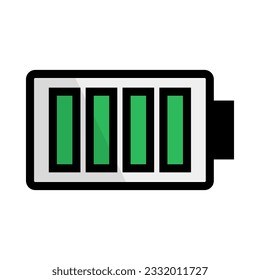 Modern full battery icon. Full charge. Vector.