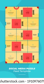 Modern and Full Color Social Media Puzzle Feed Template for an interesting sales concept