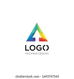Modern full colour arrow logo, tech.
