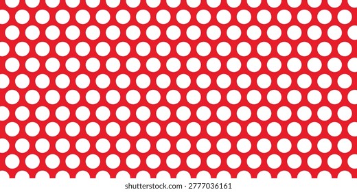 Modern full frame close-up of red and white polka dot fabric abstract modern design