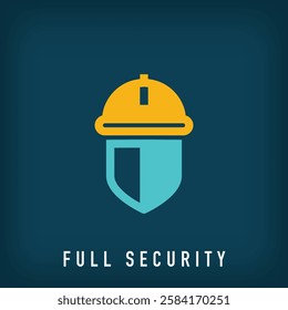 Modern full security logo design. Creative hard hat and shield design, corporate identity. vector