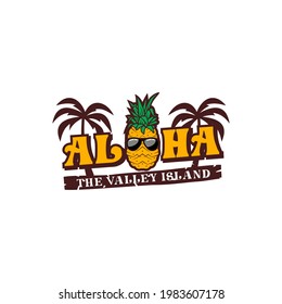 modern and fun aloha logo design pineapple 