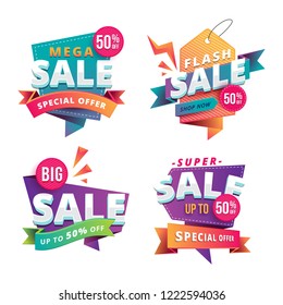 Modern and Fun Big Sale Banner Ribbon   set