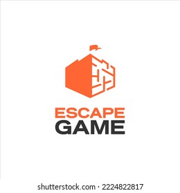 Modern Fun Castle Escape Game Logo Design Template