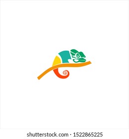 Modern fun and colorful abstract chameleon vector illustration. Animal logo template. Wildlife or fauna icon design inspiration.