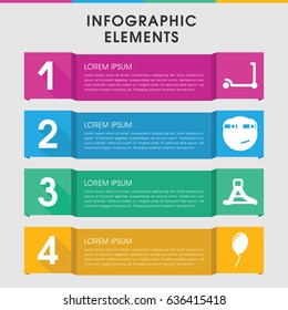Modern fun infographic template. infographic design with fun icons includes kick scooter. can be used for presentation, diagram, annual report, web design.