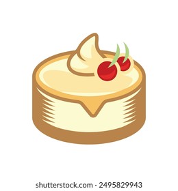 modern fun logo of big cheesecake sketch design illustration