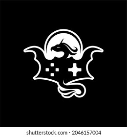 Modern, Fun, Minimalist, Professional , Monochrome Phoenix Dragon Gaming Logo Vector