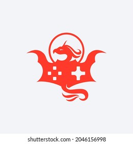 Modern, Fun, Minimalist, Professional , Red Colored Phoenix Dragon Gaming Logo Vector