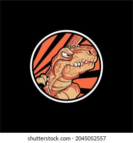 Modern, Fun, Playful, Cartoon T-Rex Baseball Sport Mascot Character Logo T-shirt Design Vector Illustration