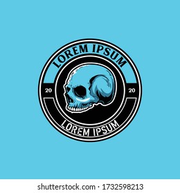 Modern and fun skull cartoon characte vector logo template