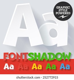 Modern funny flat alphabet with long ambient shadow. Optional colors. Letter A