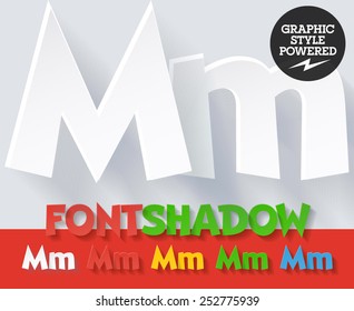 Modern funny flat alphabet with long ambient shadow. Optional colors. Letter M