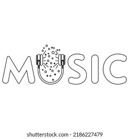 a modern funny illustration in the style of the 90s on the theme of music