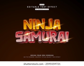 modern funny ninja samurai glossy shiny game logo text effect