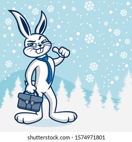 Modern funny office rabbit. Vector illustration.