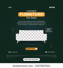 Modern furniture business social media post design. Minimal furniture store web banner template for business promotion. Furniture sale advertisement template for Instagram post and web banner design.