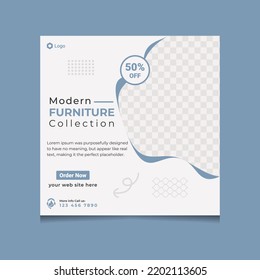 Modern furniture collection selling social media post templates. Furniture selling promotional web banner design. Furniture business advertisement template.