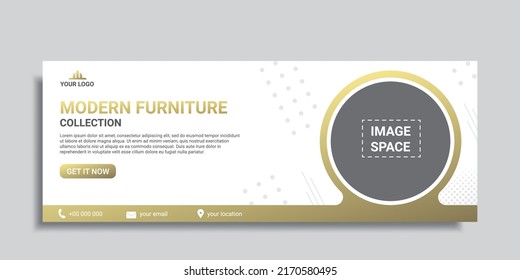 modern furniture collection social media cover or web banner