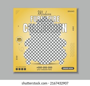 Modern furniture collection template. Social media post banner or editable square furniture banner template
