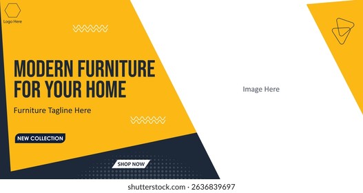 Modern furniture collection web page. Furniture web cover page. Editable template design.