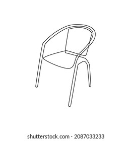 Modern Furniture Comfy Chair For Home Interior In Trendy Hygge Style Outline Contour Lines. Simple Linear Icon Of Armchair For Office. Doodle Vector Illustration