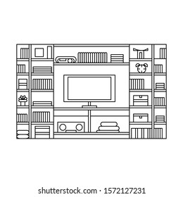 Modern Furniture Concept Vector Illustration. Outline Design.