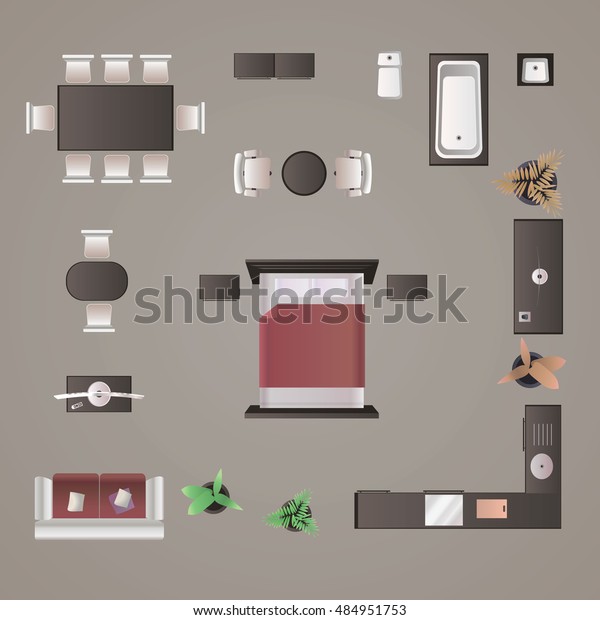 Modern Furniture Design Elements Top View stockvector (rechtenvrij