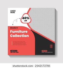 Modern furniture design social media banner design template