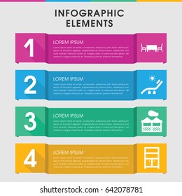 Modern furniture infographic template. infographic design with furniture icons includes sunbed, wardrobe. can be used for presentation, diagram, annual report, web design.