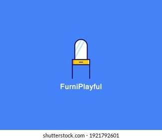 modern furniture logo, with a bright and cheerful concept. Simple, unique logo for corporate branding and graphic design. chair, table, cupboard, lamp icon. vector illustration