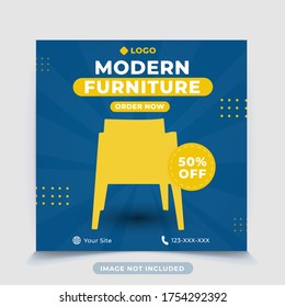 Modern furniture post template.Editable modern Social Media banner Template,Promotional web banner for social media.
