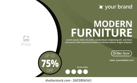 Modern Furniture Sale Banner with 75, Off Discount Offer and Stylish Design