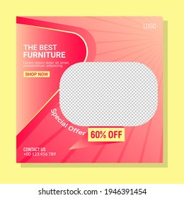 Modern furniture sale banner for flyer and social media post template design
