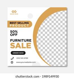 Modern furniture sale banner for flyer and social media post template