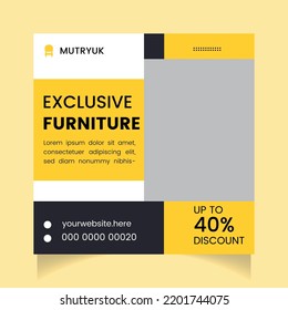 Modern furniture sale banner for flyer and social media post template