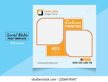 Modern furniture sale banner for flyer and social media post template design
