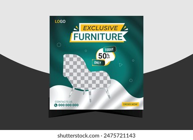 Modern furniture sale banner for flyer and social media post template