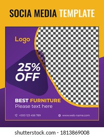 Modern furniture sale banner for product promotion, social media post template